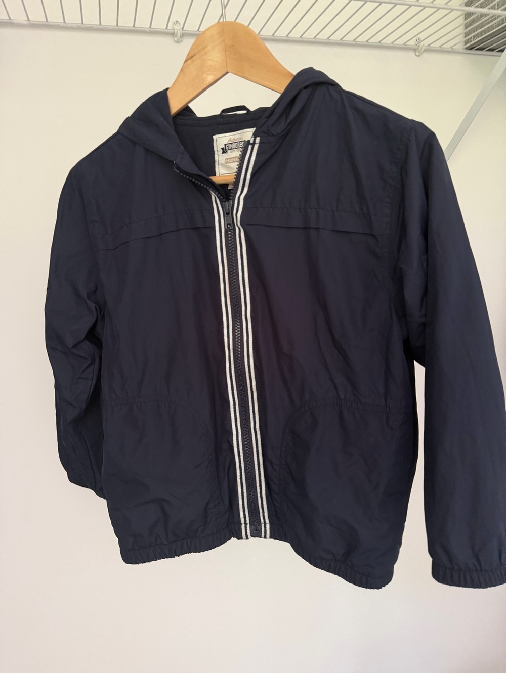 Gymboree Navy Hoodie with White Striped Zip Trim